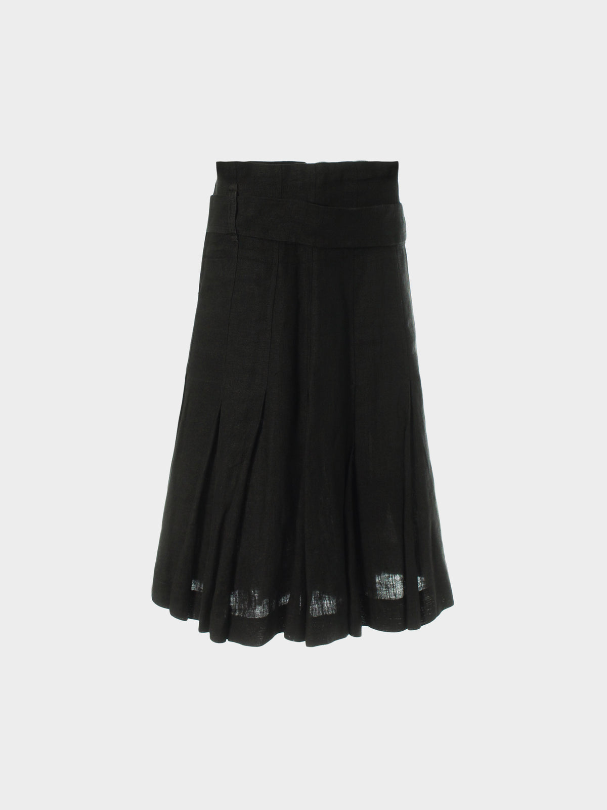 Comme des Garçons 1990s Black Linen Pleated Skirt