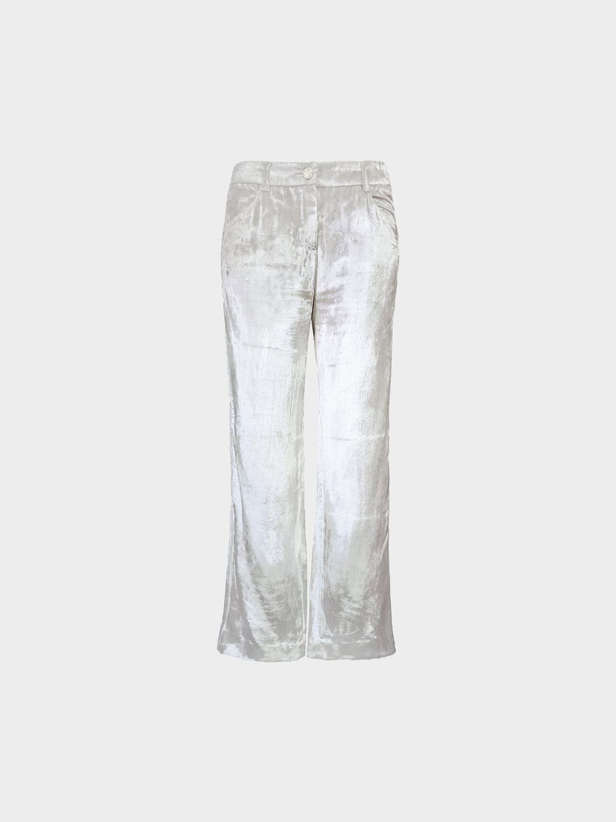 Chanel Fall 2004 Ivory Velvet Straight-cut Trousers