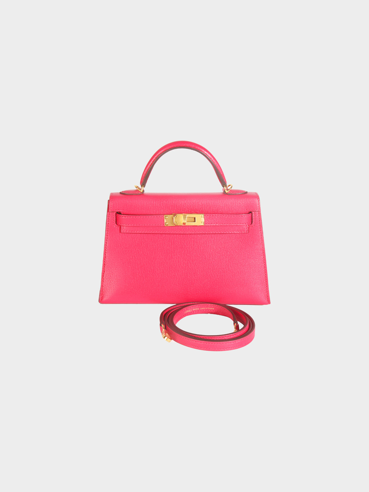 Hermès 2020 Rose Extreme Chèvre Chamkila Mini Kelly 20 Sellier GHW