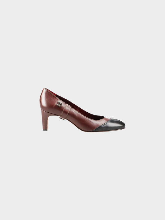 Chanel 2010s Bordeaux and a Black CC Leather Pumps