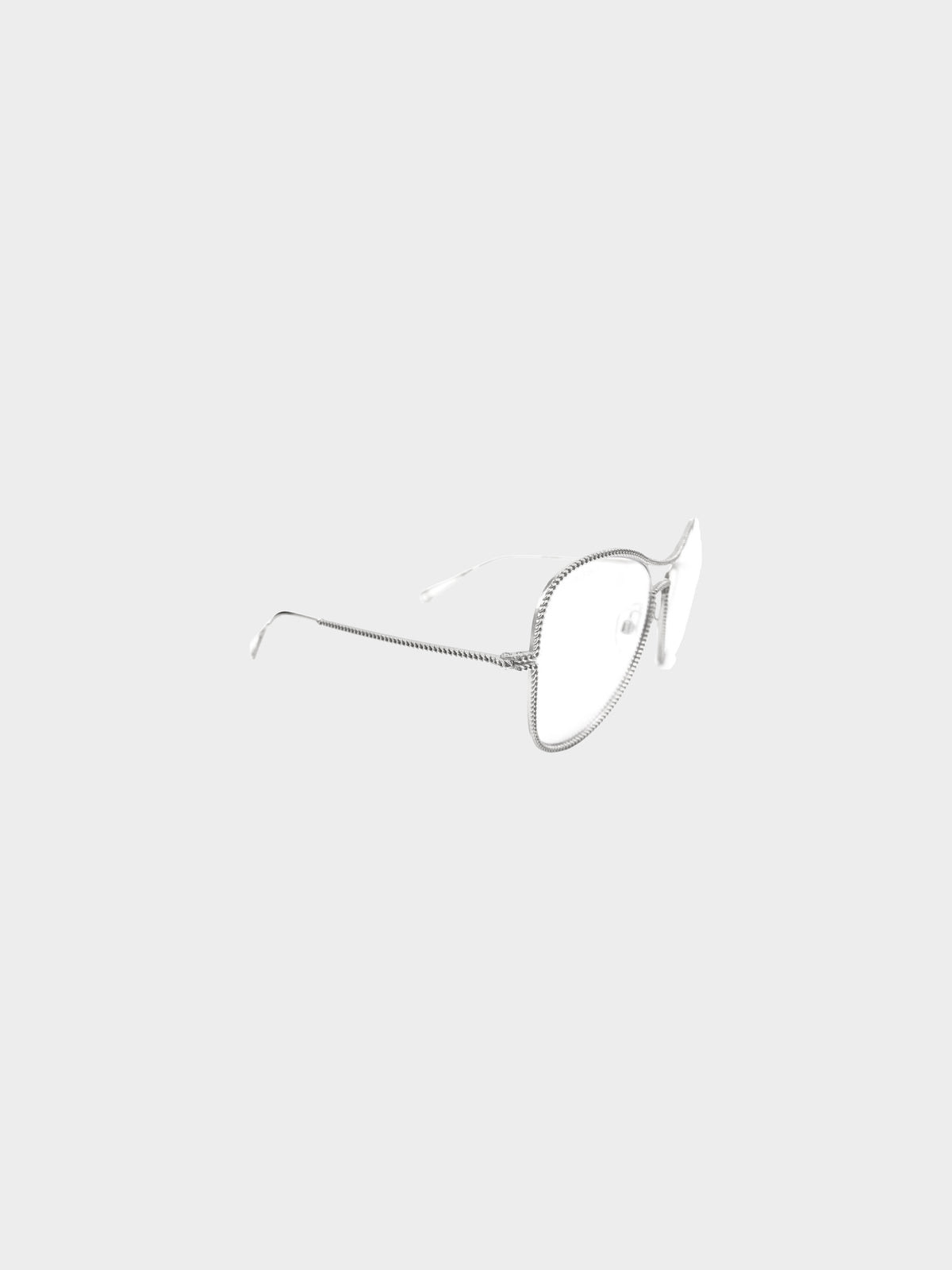 Chanel 2015 Silver Chain Link Aviator Sunglasses