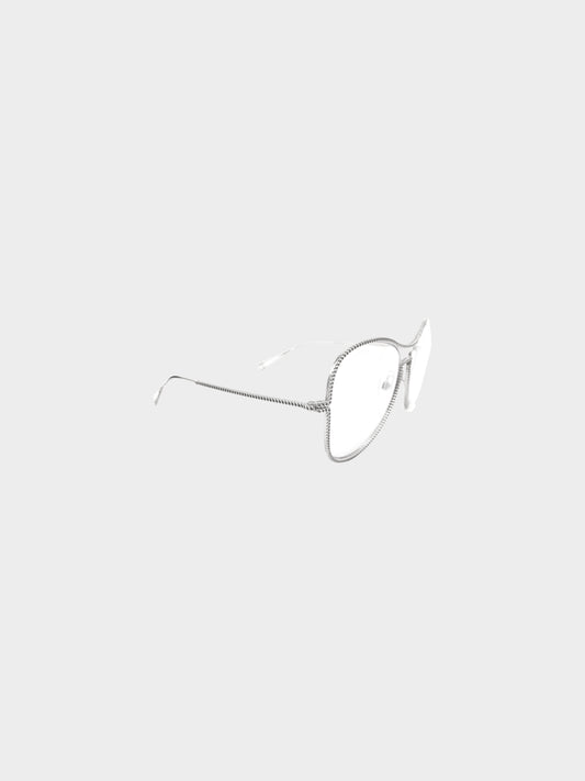 Chanel 2015 Silver Chain Link Aviator Sunglasses