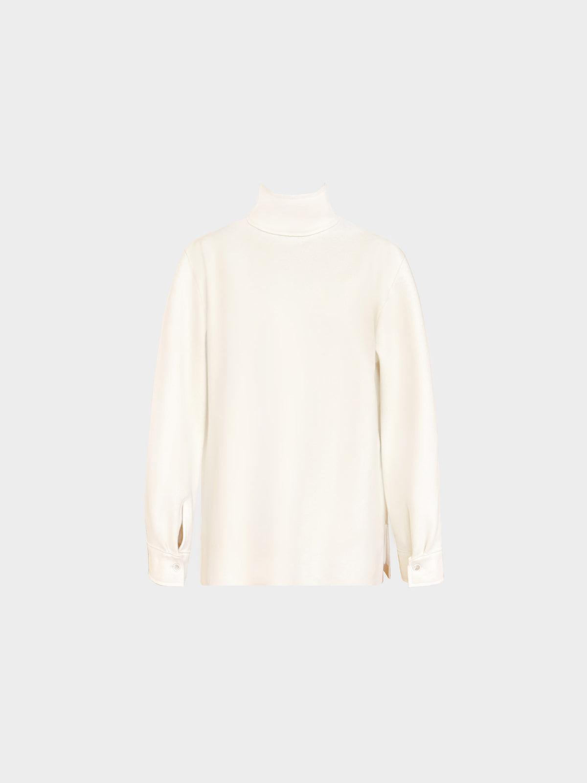Jil Sander 2010s White Wool Blend High-neck Long Sleeved Top