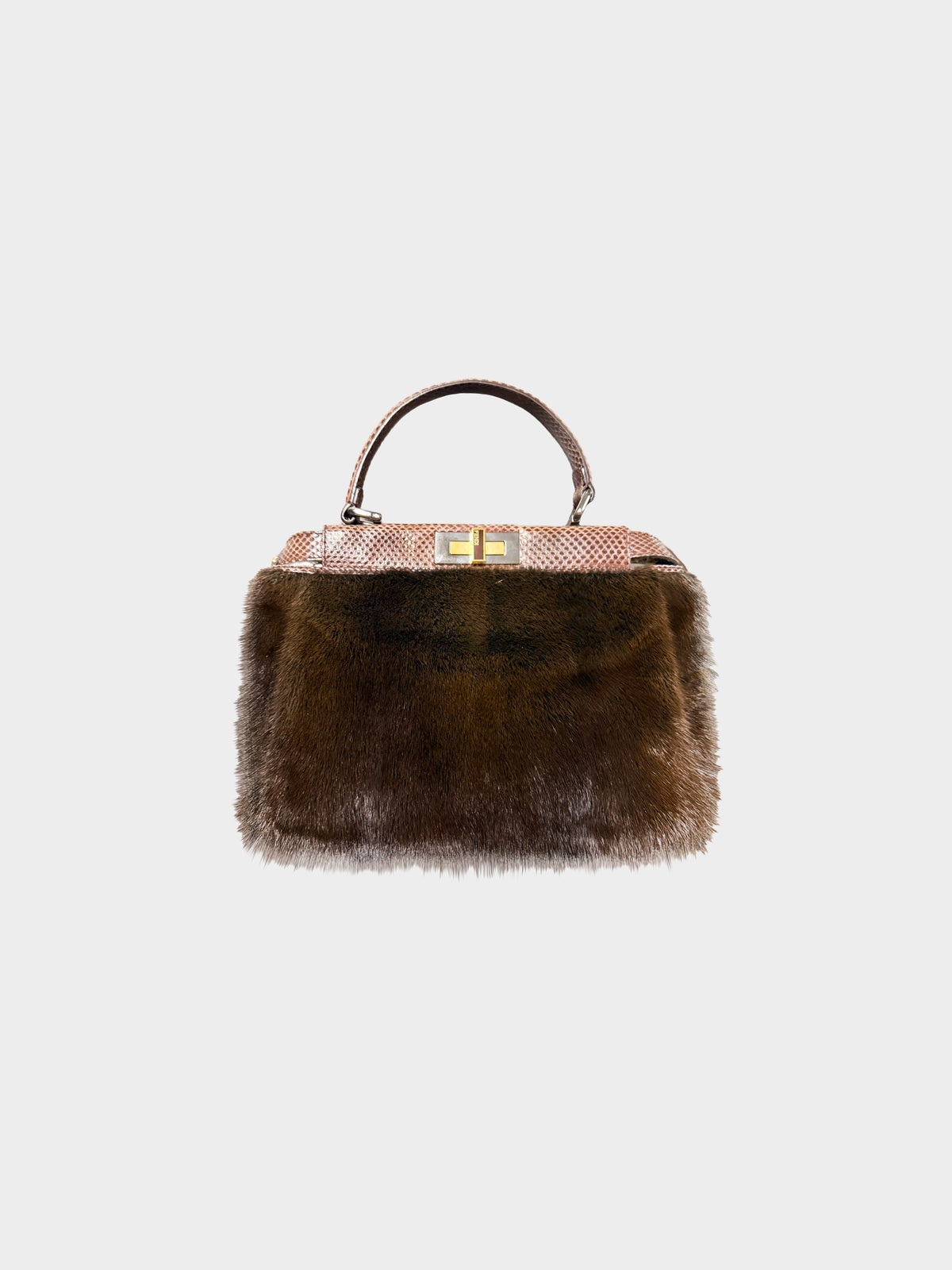 Fendi 2010s Python and Mink Fur Peekaboo Bag