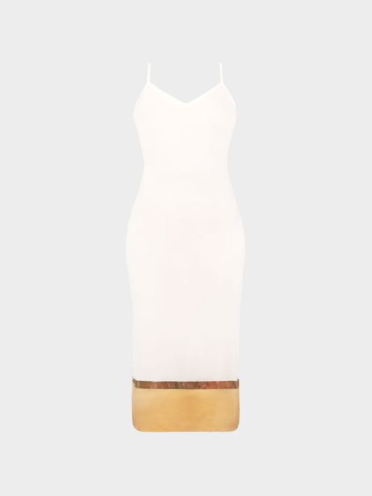 Prada 2000s Off White and Brown Slip Dress