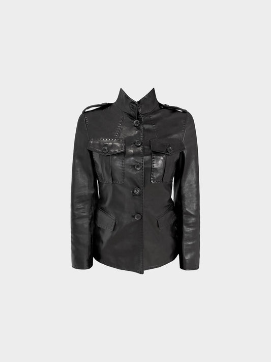 Yves Saint Laurent 2000s Rive Gauche Button-down Leather Jacket