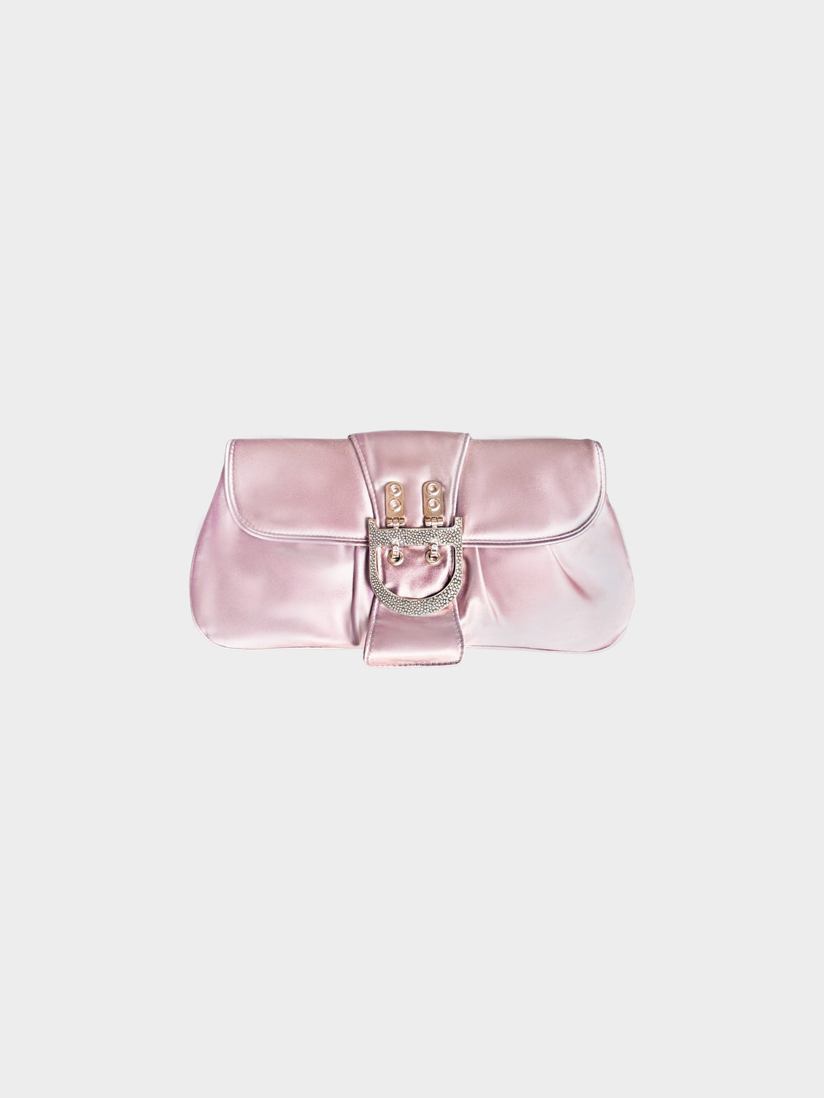 Christian Dior 2006 Light Purple Satin D-buckle Clutch