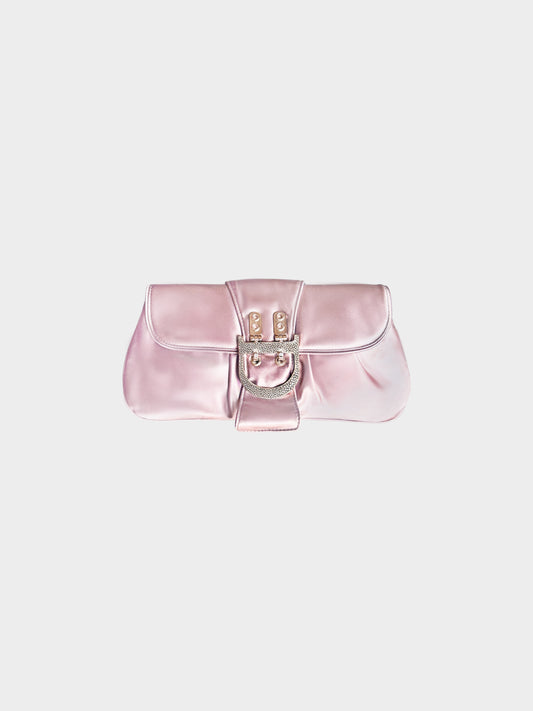 Christian Dior 2006 Light Purple Satin D-buckle Clutch