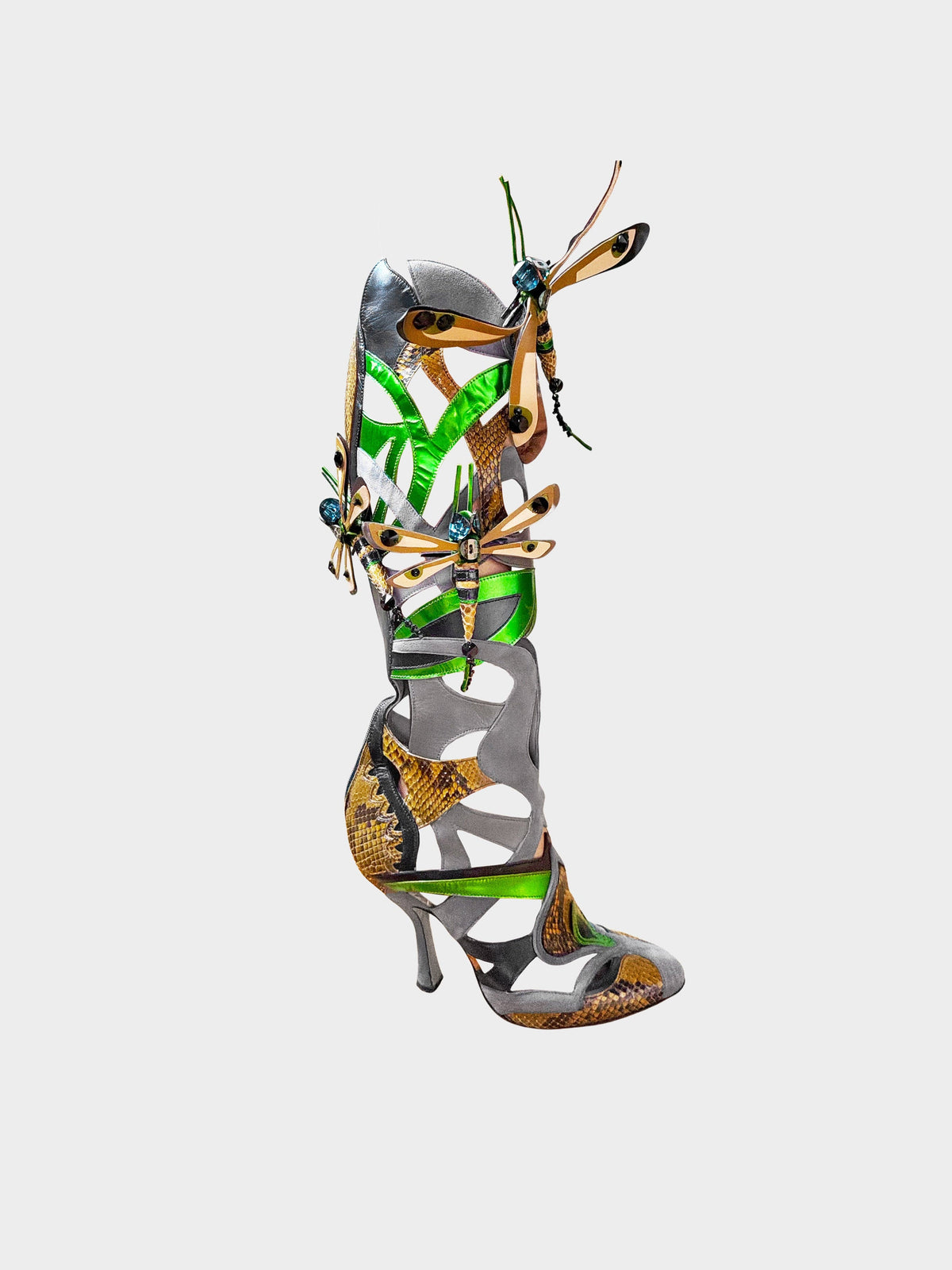 Miu Miu SS 2008 Runway Python Leather Cut-out Dragonfly Boots