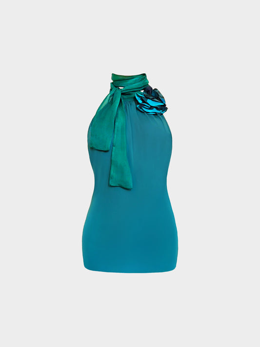 Gucci FW 2011 Emerald Green Flower Tie Halter Top