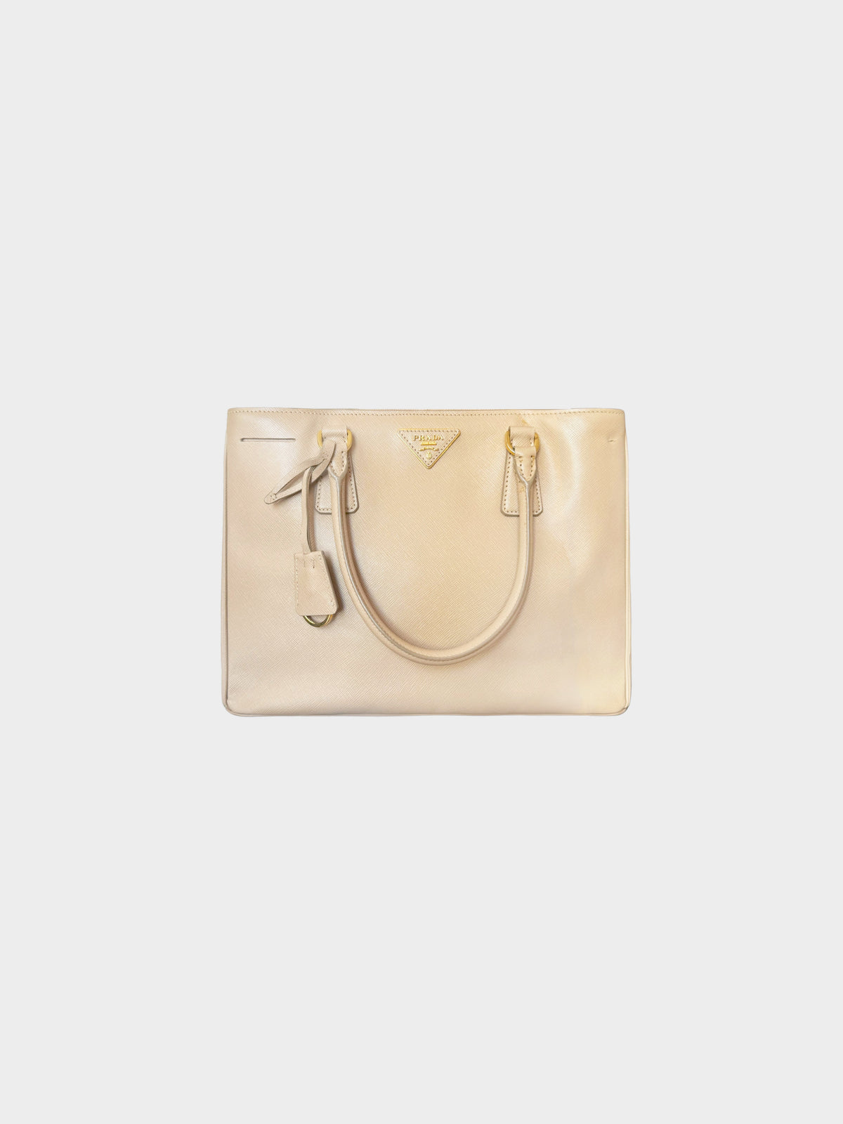 Prada 2010s Beige Saffiano Lux Leather Galleria Tote Bag