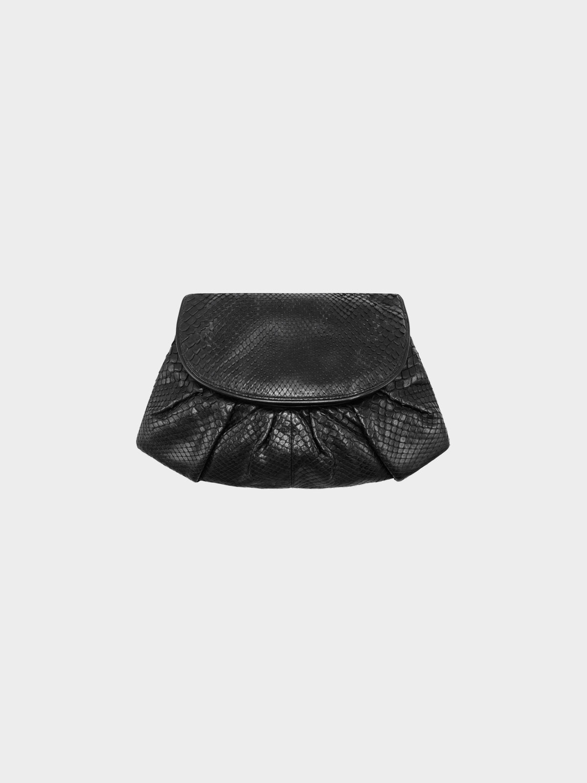 Bottega Veneta 2000s Black Python Leather Clutch Bag