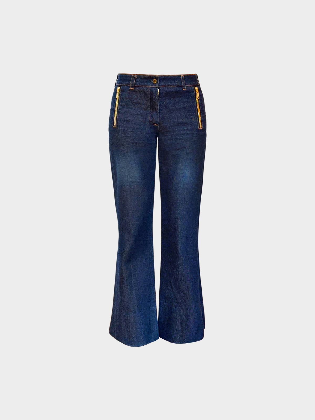 Chloé by Stella McCartney SS 2001 Runway Navy Blue Denim Horse Motif Detailed Pants