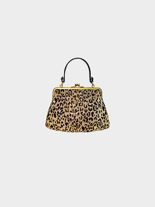 Vivienne Westwood 2022 Leopard Print Lurex Granny Frame Bag