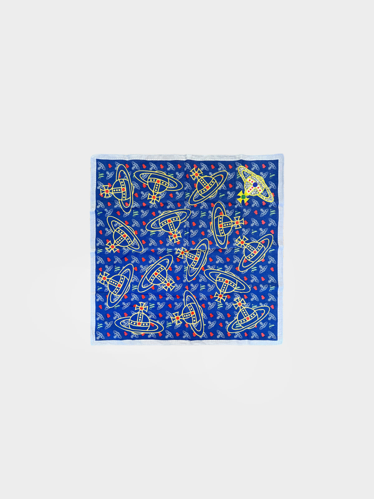 Vivienne Westwood 2000s Blue All-over Orb Pattern Print and Patch Handkerchief
