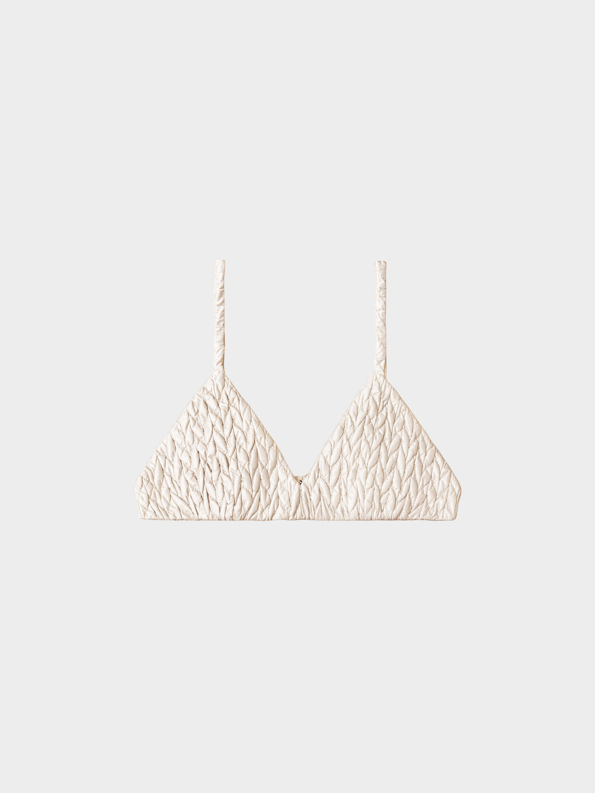 Miu Miu FW 2021 Runway Beige Nylon Chevron Stitch Bra Top