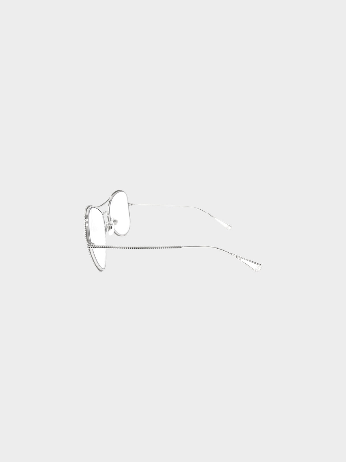 Chanel 2015 Silver Chain Link Aviator Sunglasses
