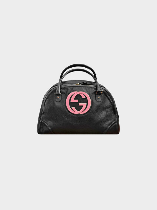 Gucci 1990s Black Leather GG Blondie Bowler Bag