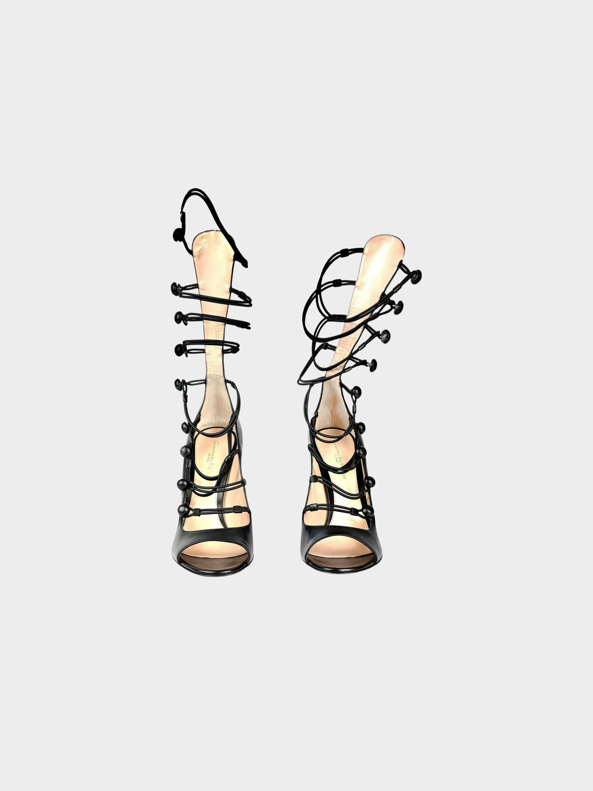Gianvito Rossi 2000s Black Leather Strappy Gladiator Pumps