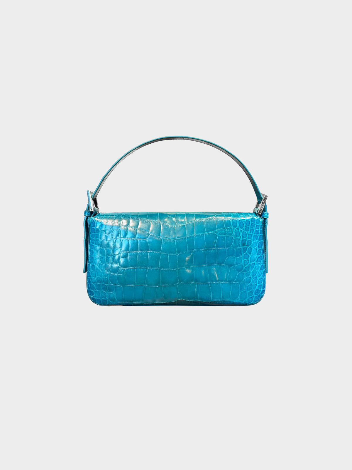 Fendi 2006 Blue Crocodile Leather Baguette