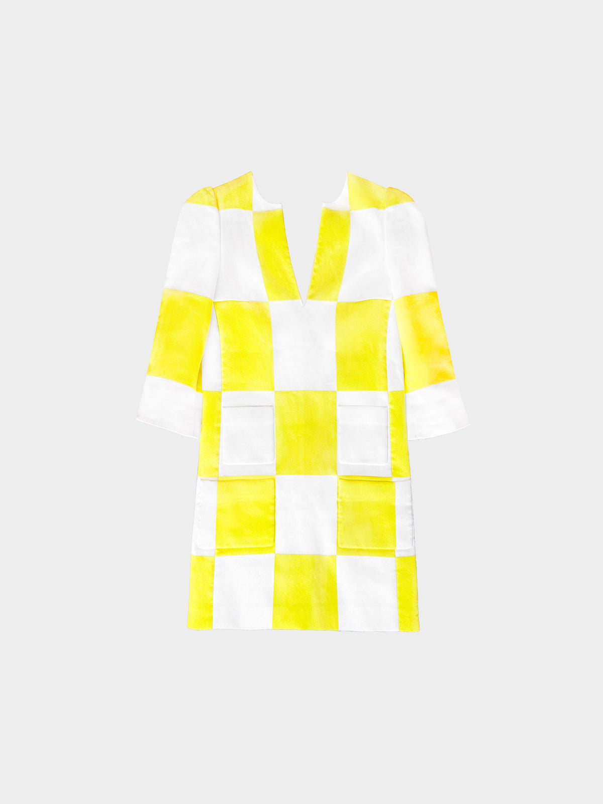 Louis Vuitton by Marc Jacobs SS 2013 Runway White and Yellow Check Print Shift Dress