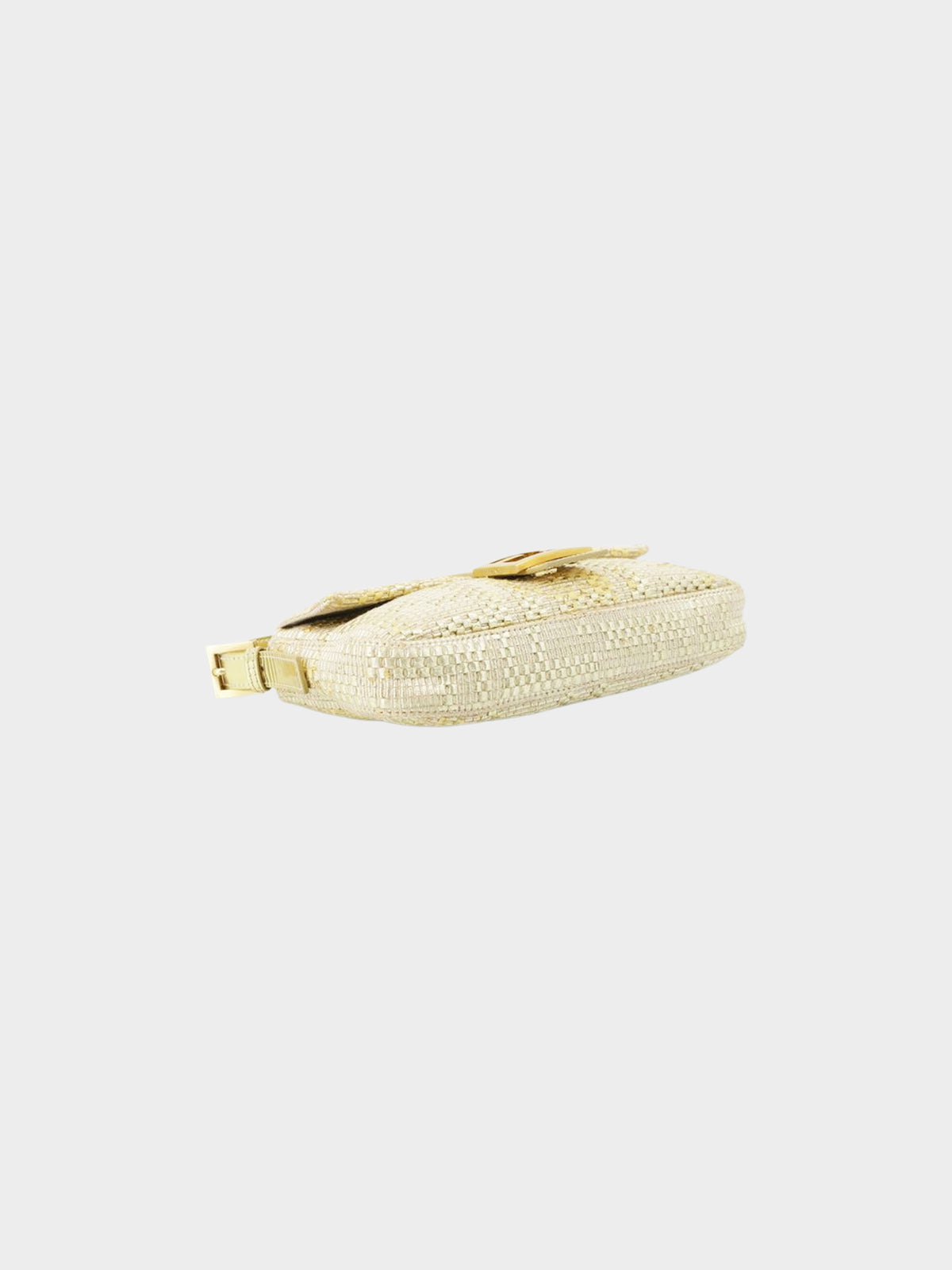 Fendi 2000s Silver and Gold Leather Woven Baguette
