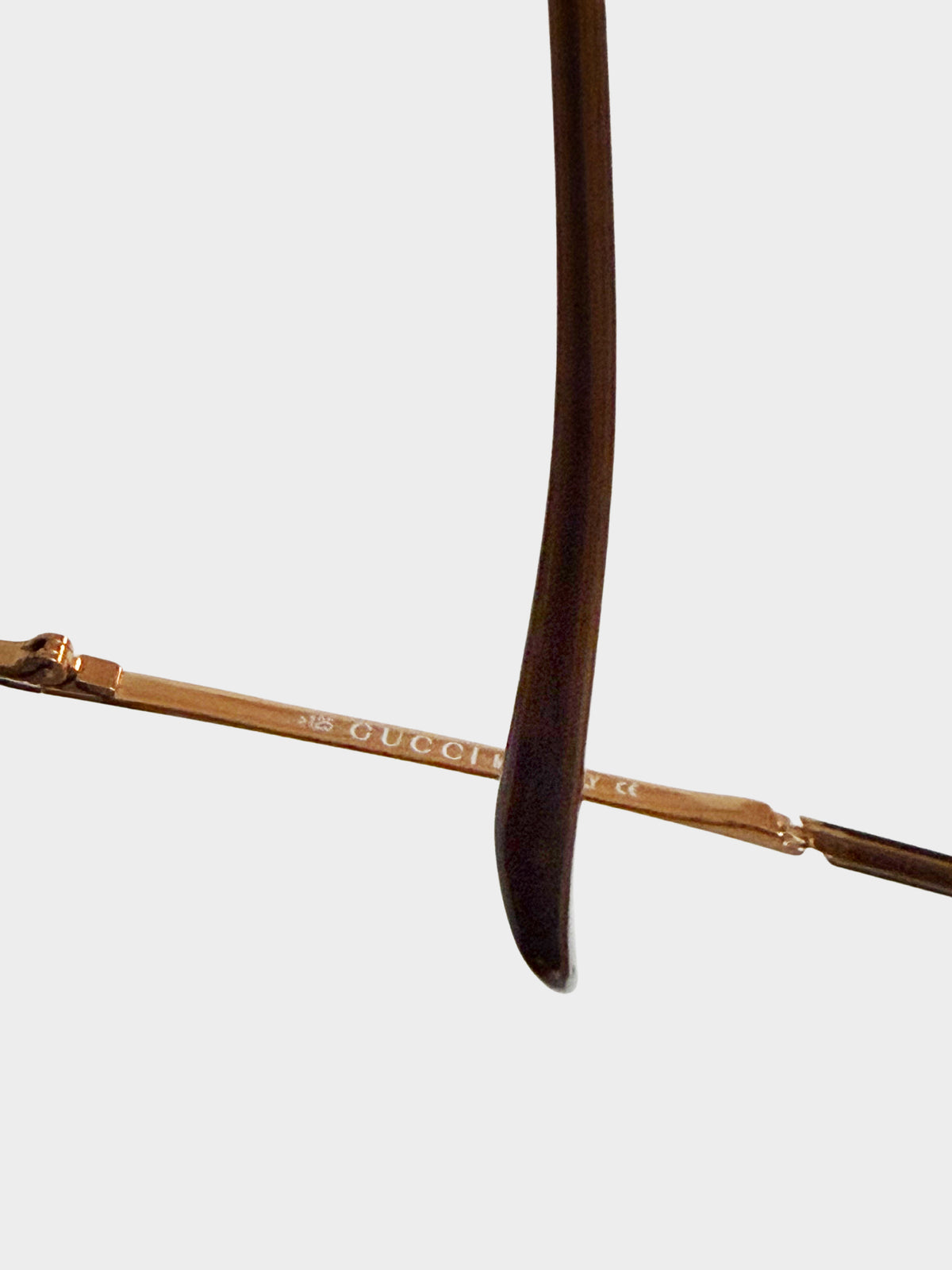 Gucci 2000s Brown and Gold Rimless GG1692/S Rectangular Sunglasses