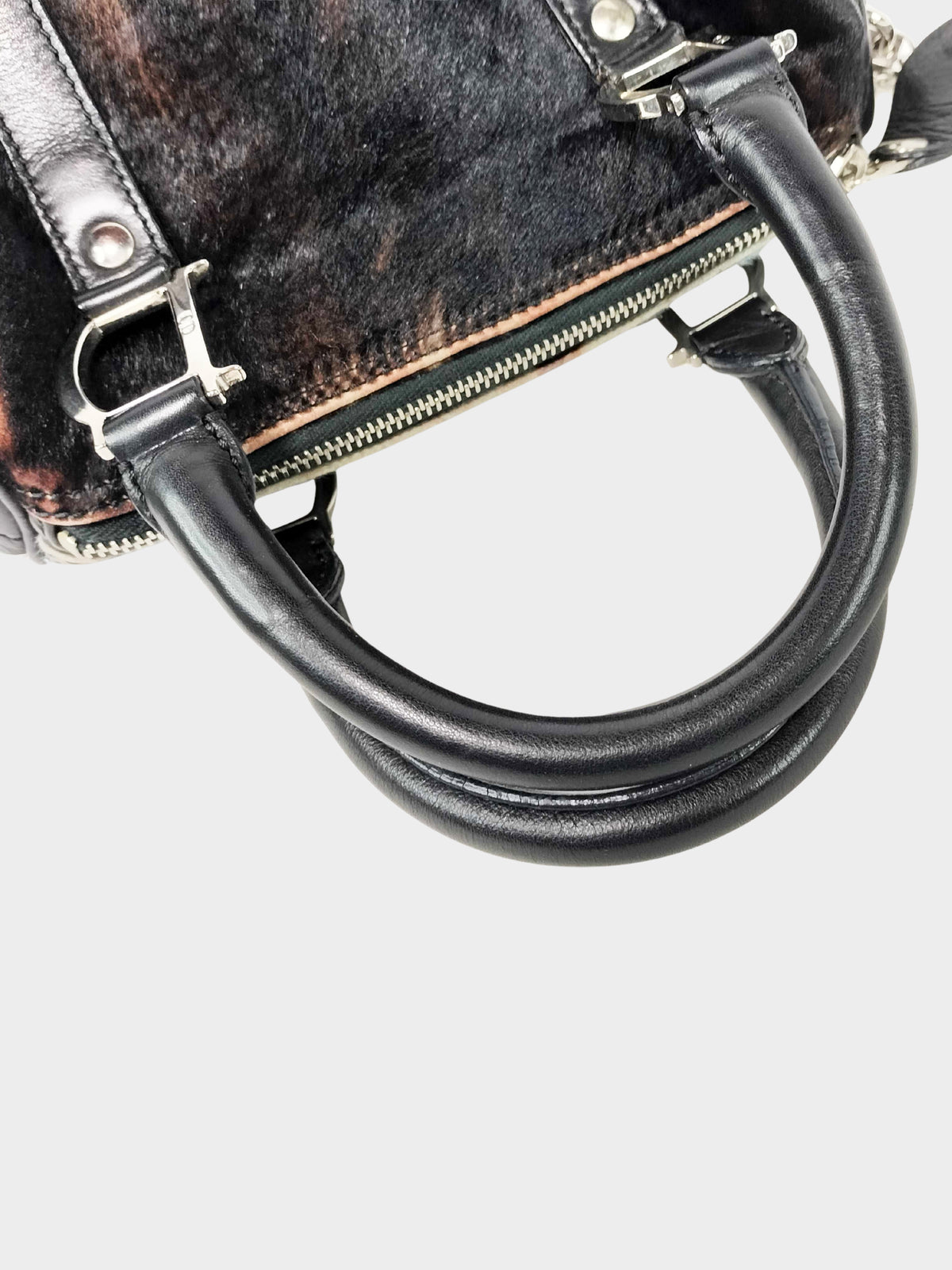 Christian Dior by John Galliano 2000s Brown Dye Ponyhair Boston Bag