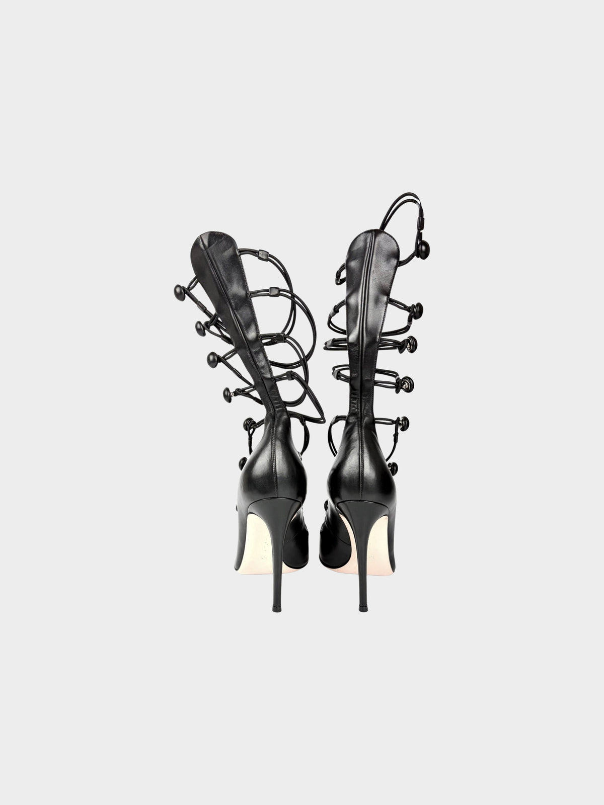 Gianvito Rossi 2000s Black Leather Strappy Gladiator Pumps