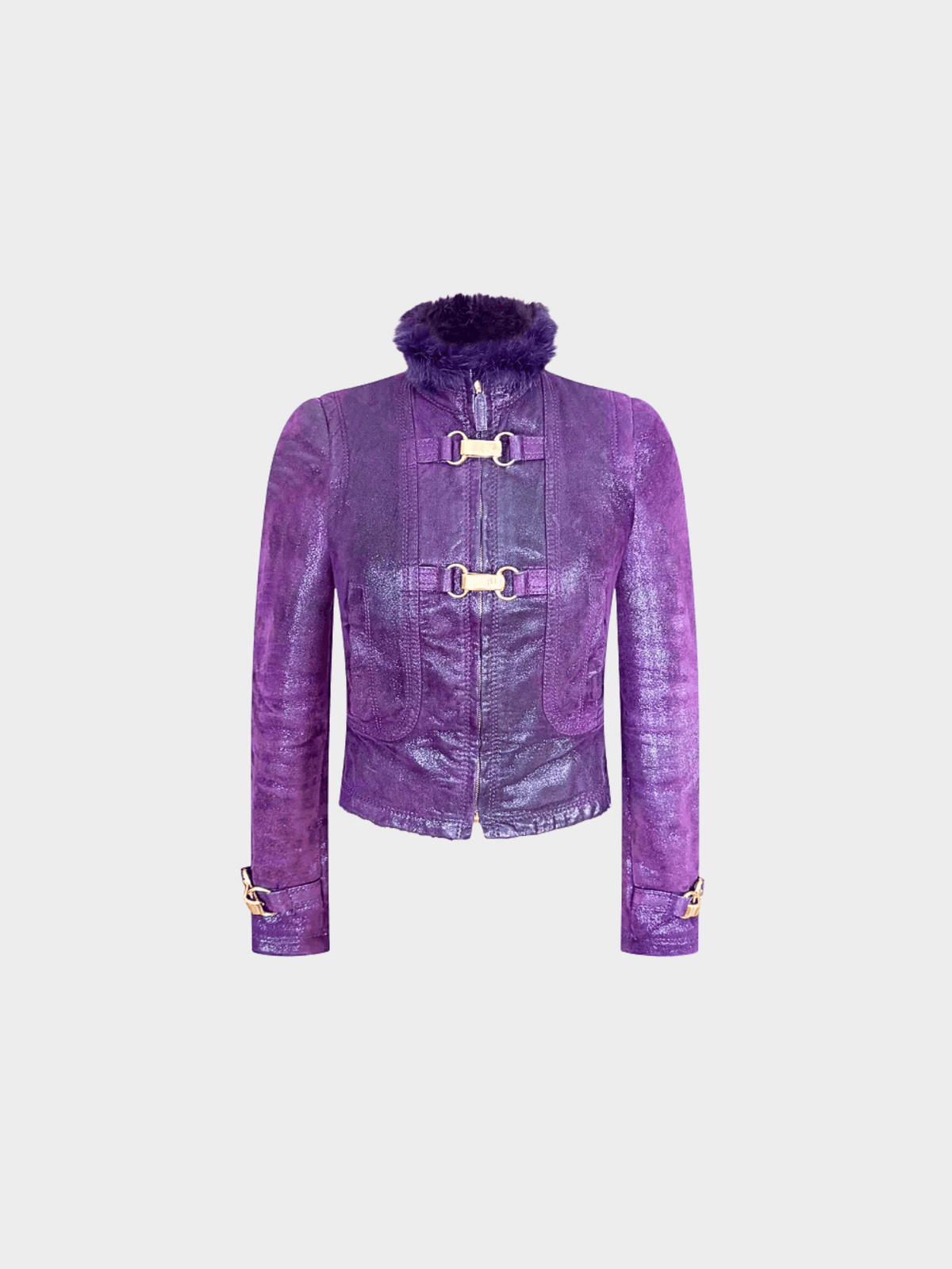 Gucci FW 2006 by Frida Giannini Purple Leather and Fur Jacket