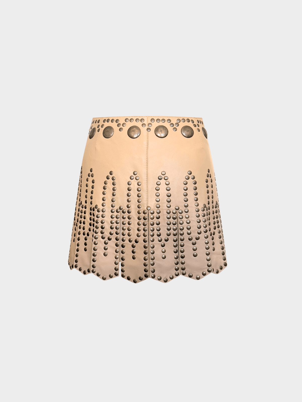 Dolce and Gabbana SS 2003 Beige Studded Leather Mini Skirt