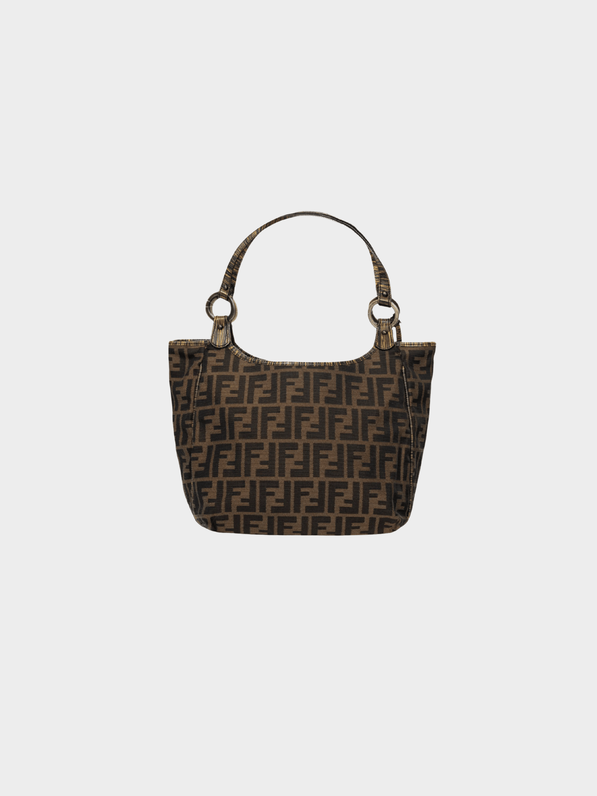 Fendi 2000s Chef Brown Zucca Canvas Leather-Trim Tote