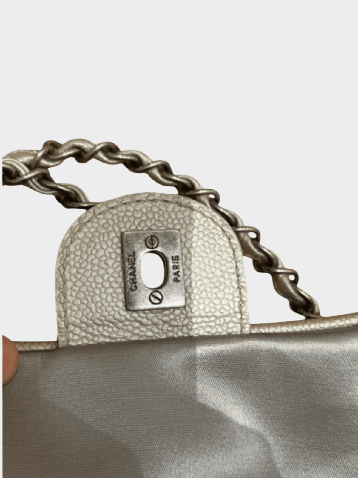 Chanel 2008 Silver Leather Flap Bag
