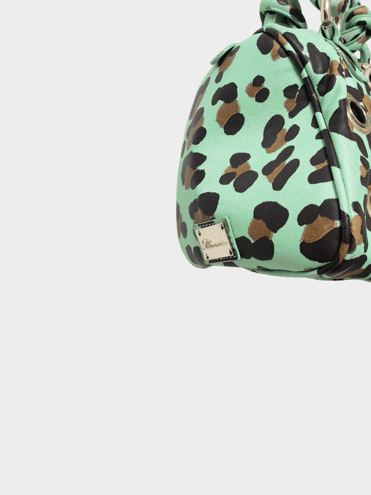 Blumarine 2000s Green Leopard Print Handbag