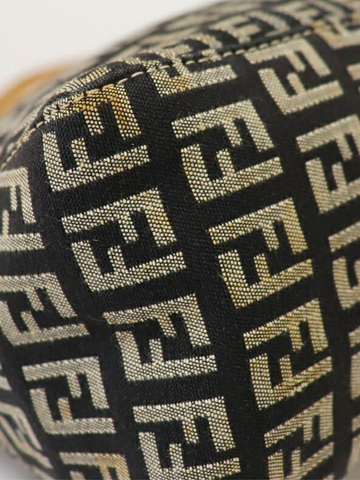 Fendi 2000s Black Beige Zucchino One-Shoulder Bag