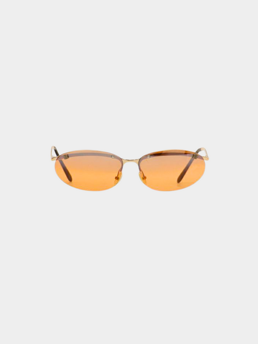 Celine 2000s Orange Macadam Rimless Sunglasses