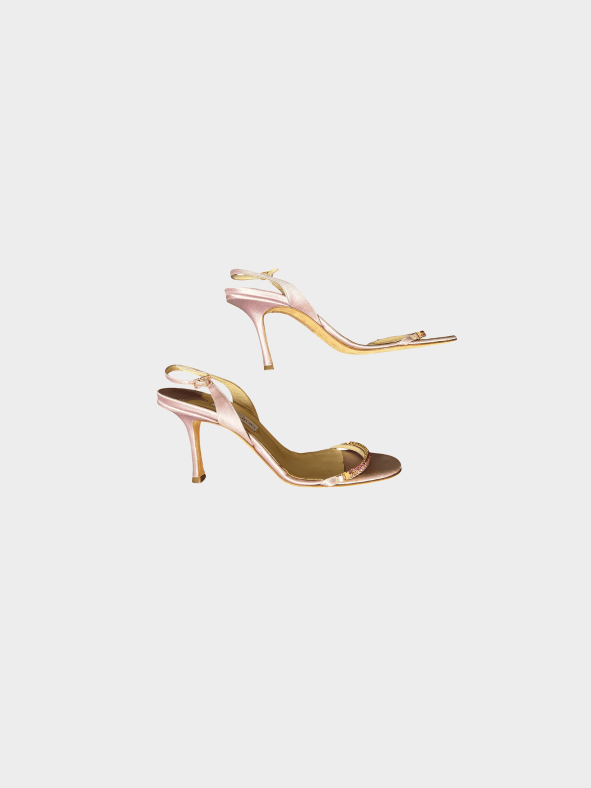 Jimmy Choo 2000s Pink Satin Crystal Sling Back Heels