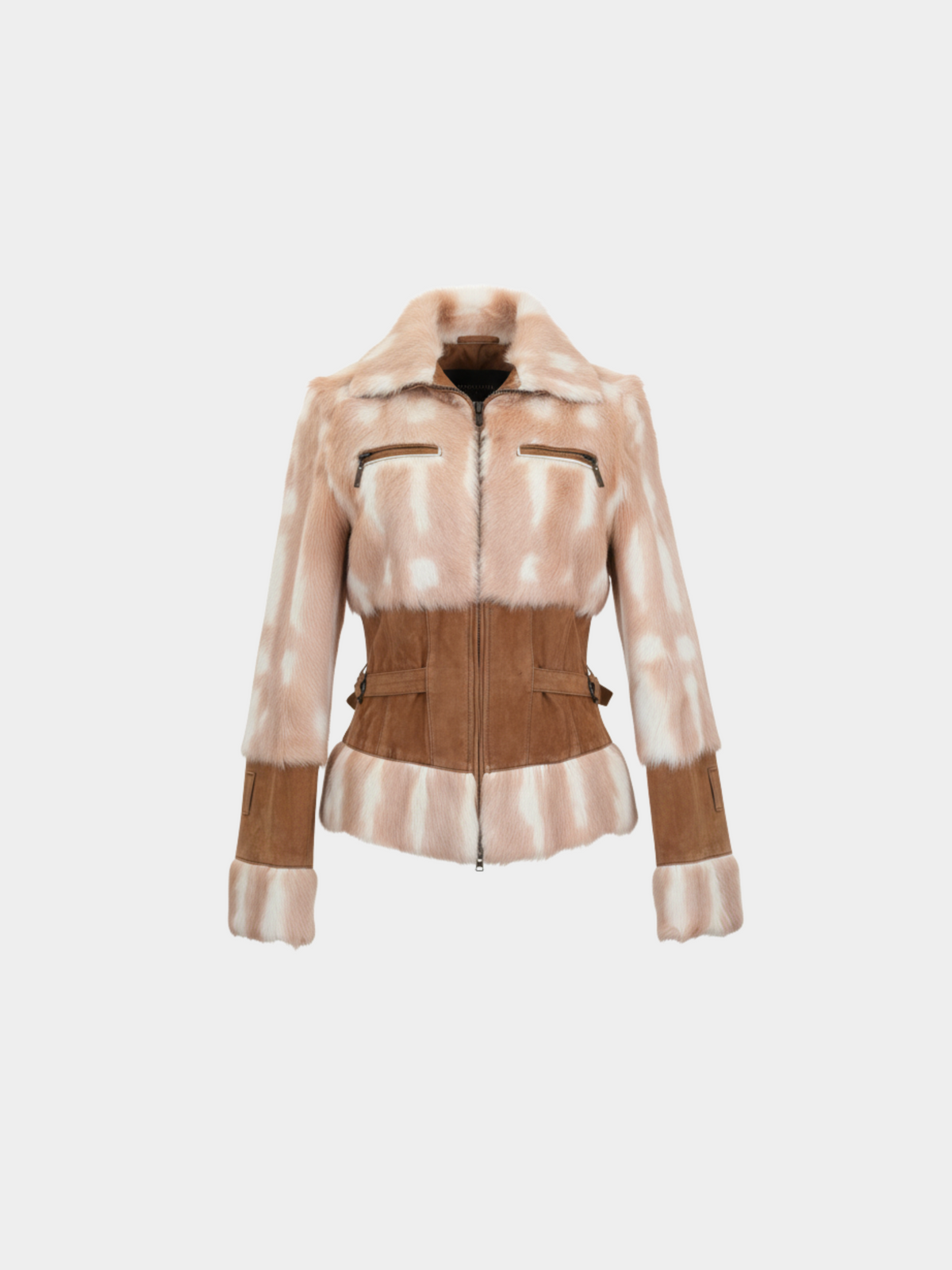 Just Cavalli 2000s Brown Suede Fur-Trim Jacket