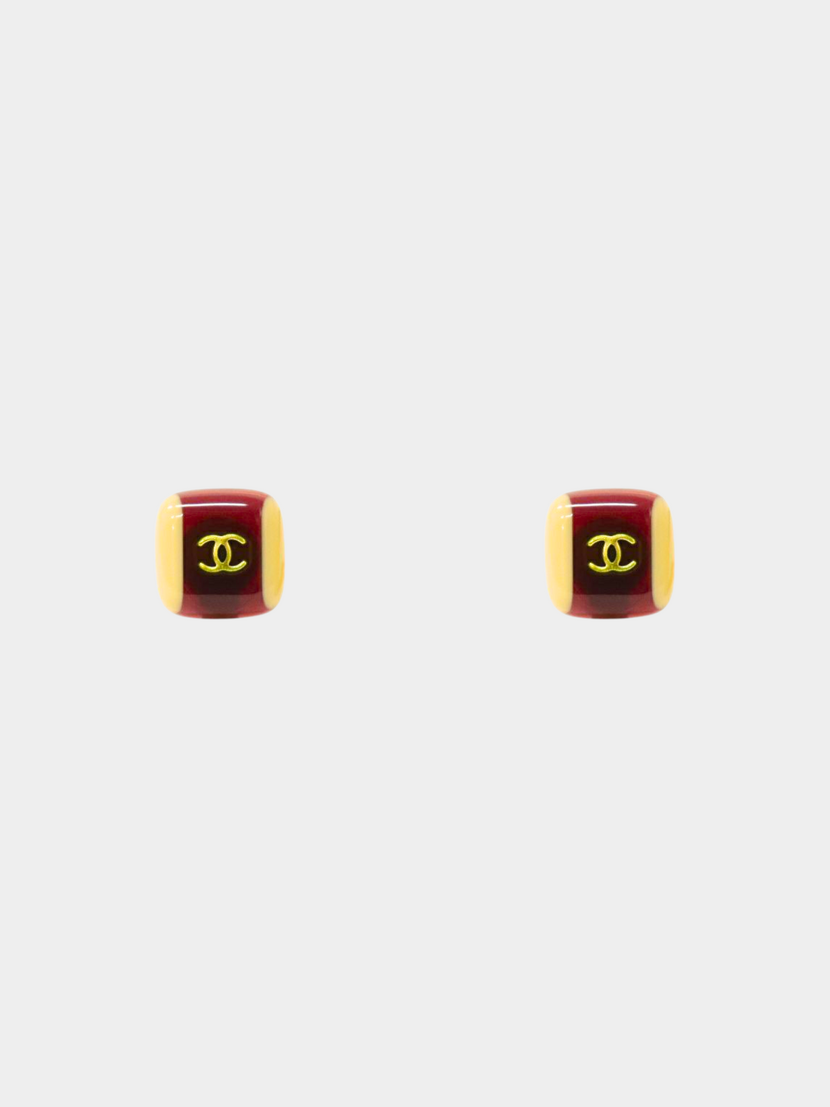 Chanel 2000s Red Square Clip-on Earrings