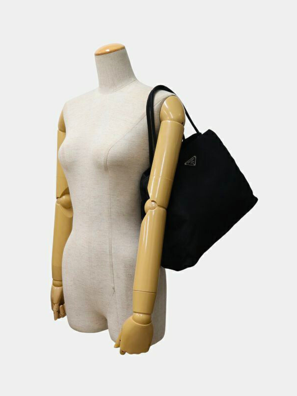 Prada 2000s Black Triangle Logo Hardware Nylon Tote Bag