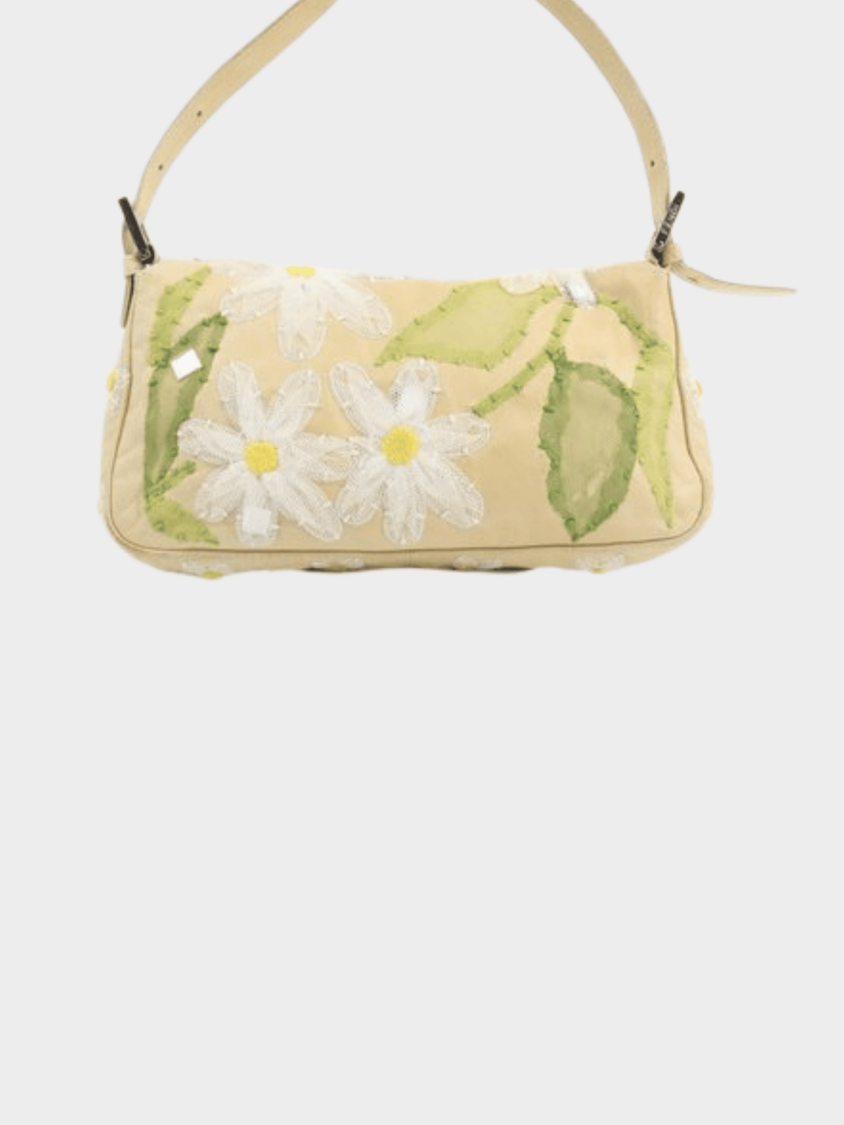 Fendi 2000s Beige Leather Daisy Baguette