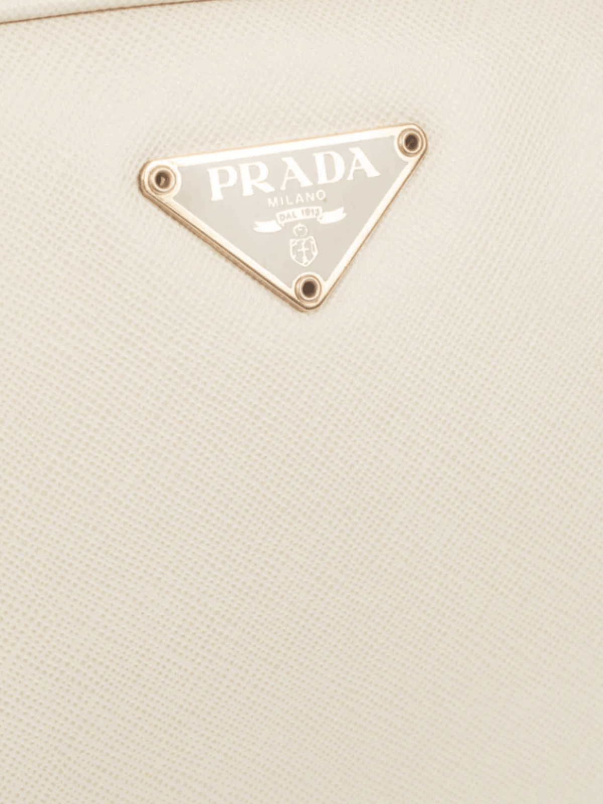 Prada 2010s Bauletto Cream Saffiano Leather Handbag