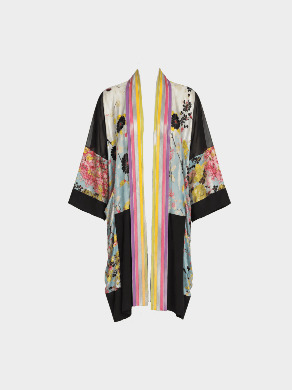 Jean Paul Gaultier 2000s Multicolour Silk and Leather Kimono