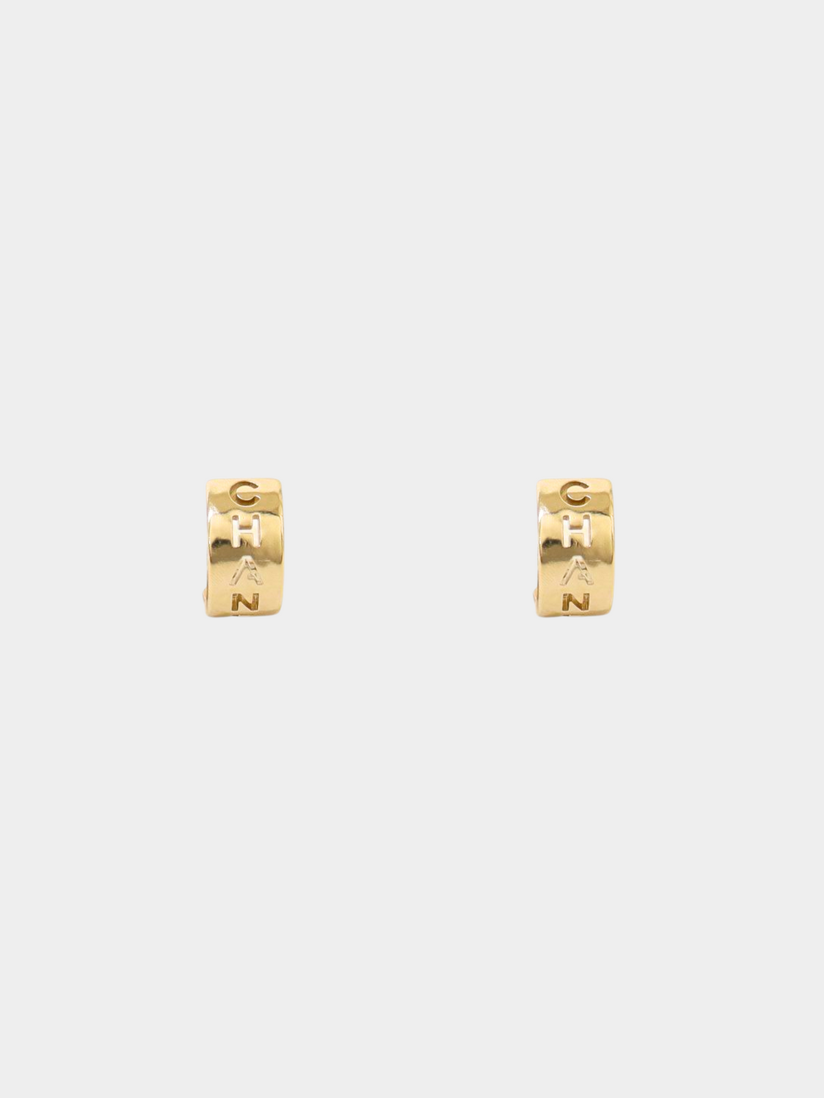 Chanel 2000s Gold Logo Hoop Clip-on Earrings