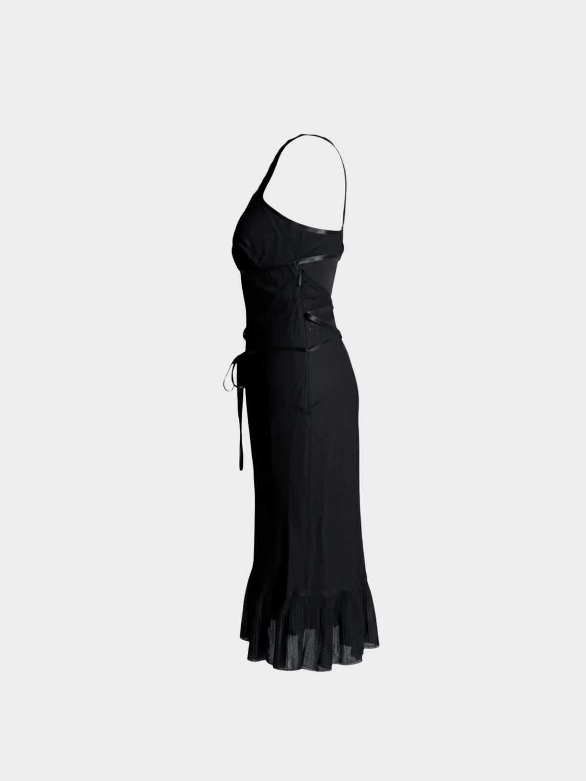 Gucci FW 2002 Black Tulle Midi Dress