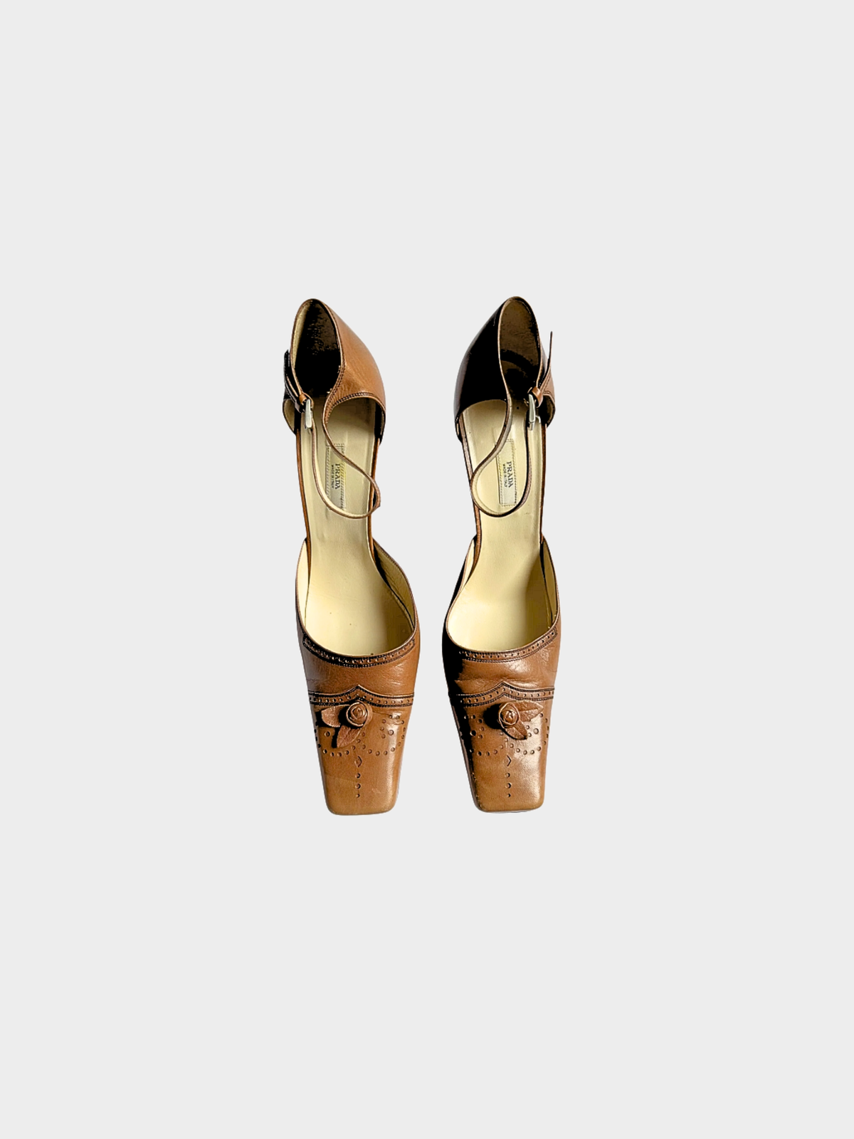 Prada 2000s Floral Brown Mary Jane Heels