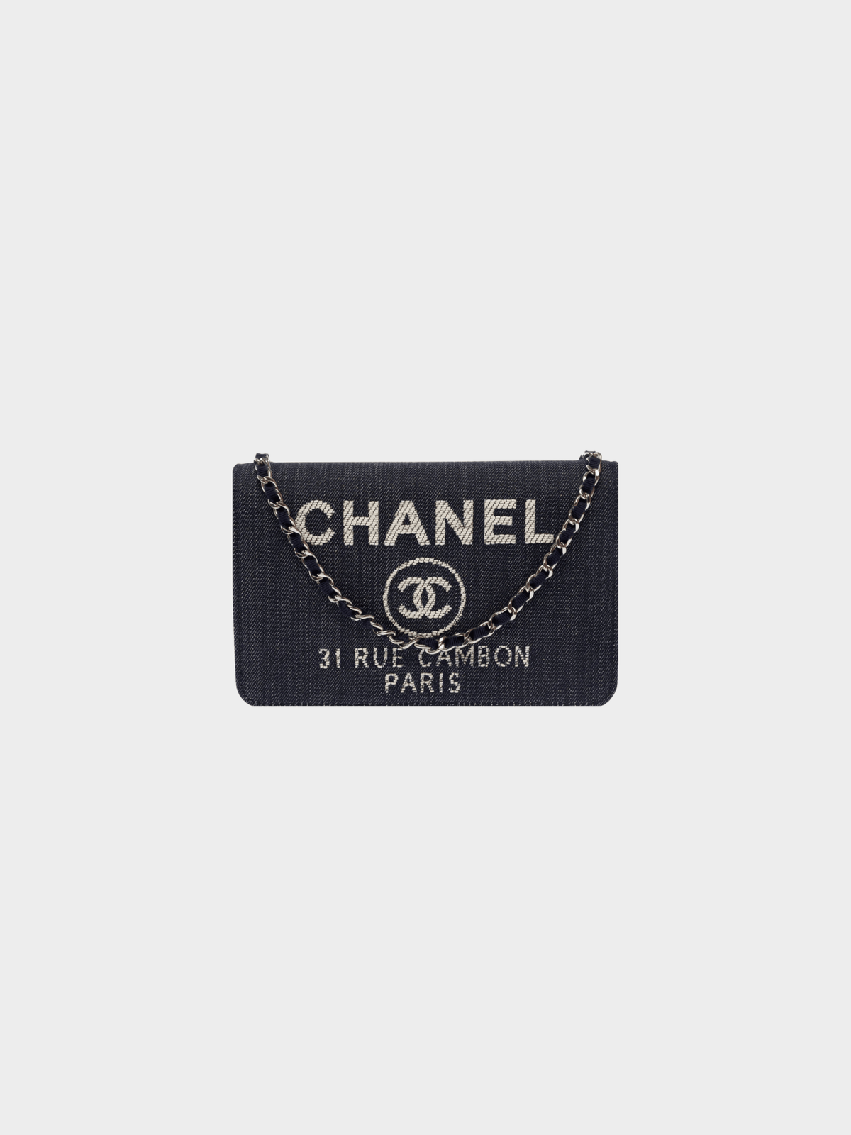 Chanel 2016 Navy Denim Wallet on Chain Bag