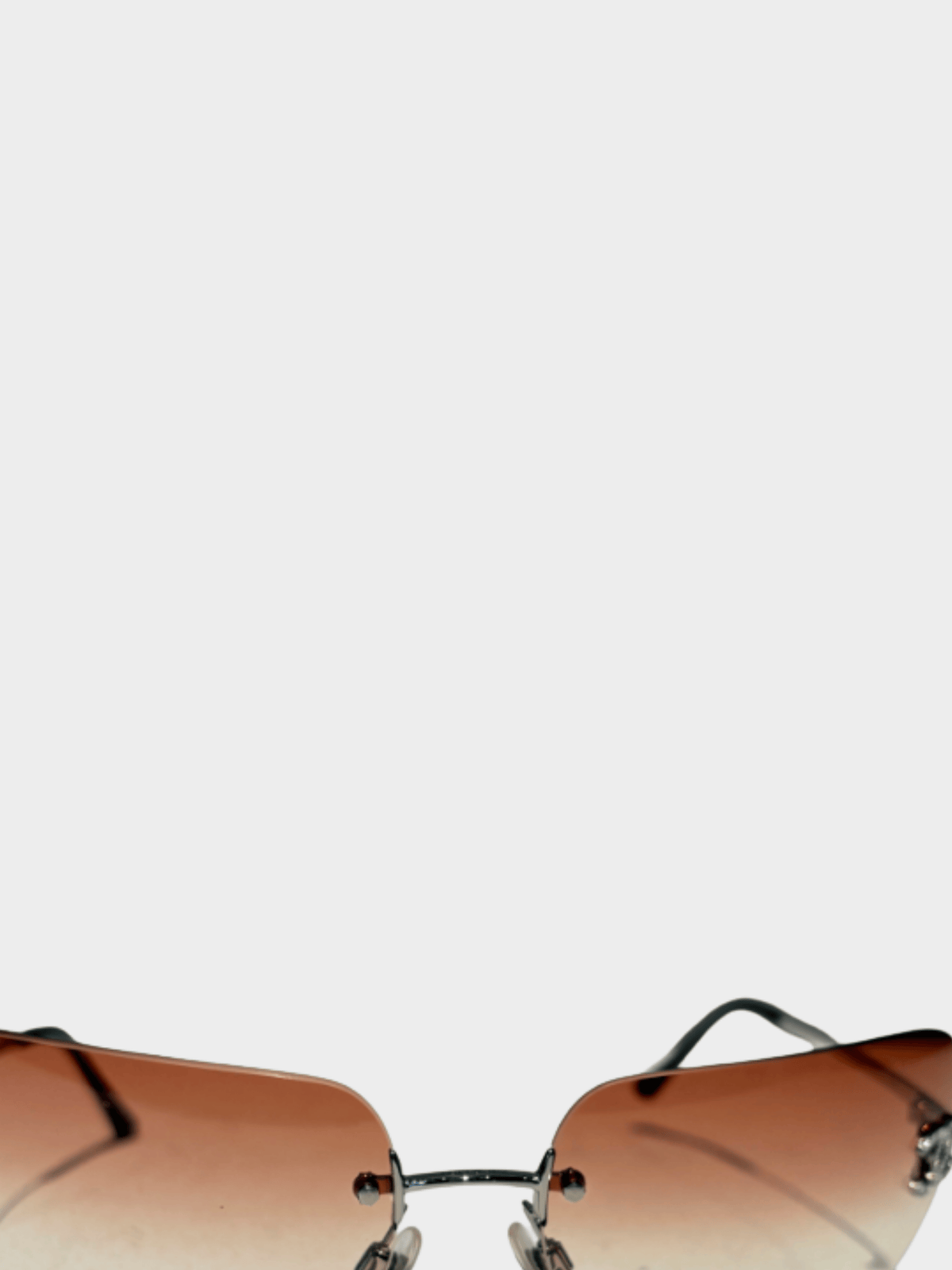 Chanel 2000s Brown Rhinestone CC Logo 4017-D Rimless Sunglasses