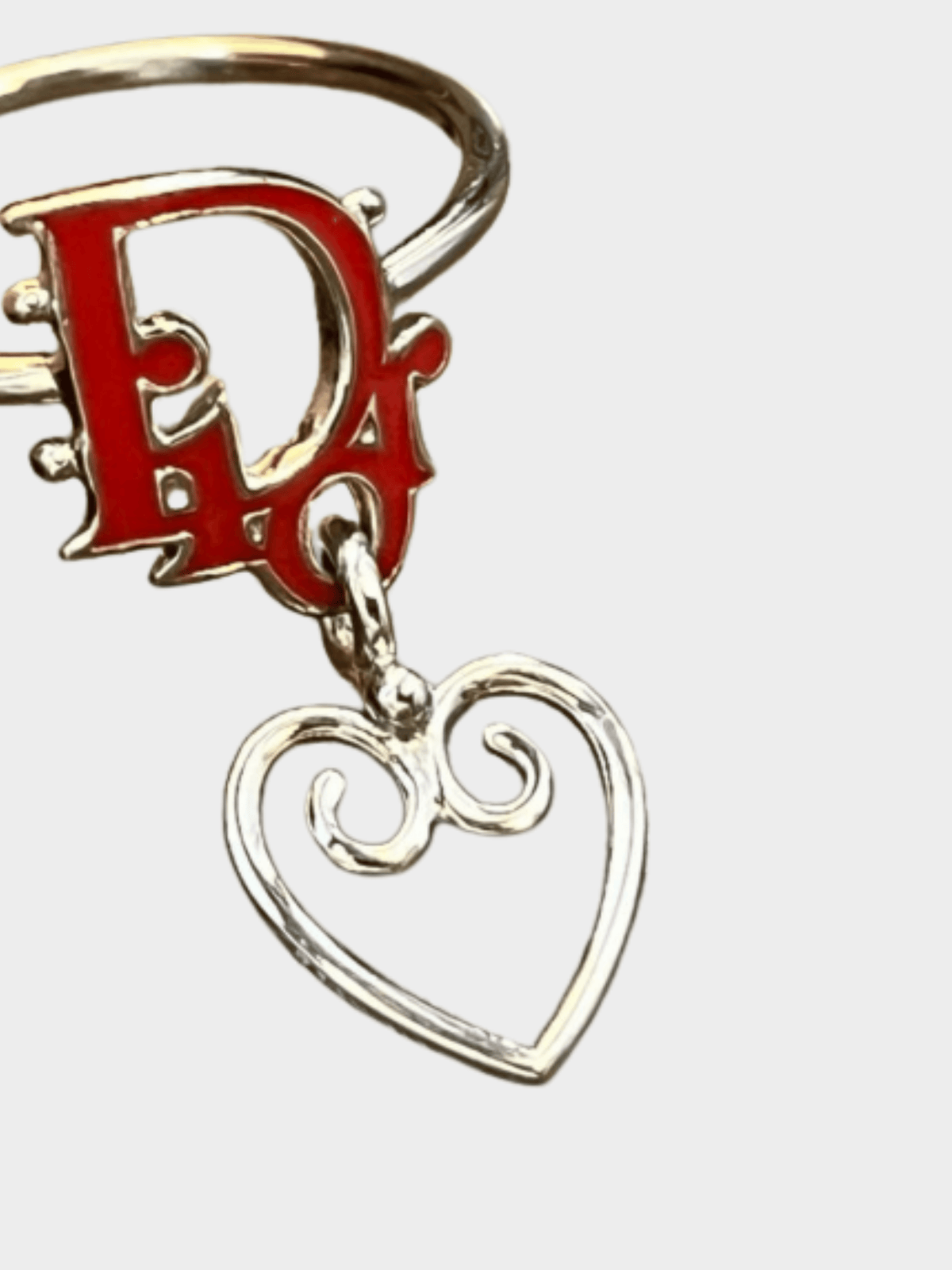 Christian Dior 2000s Red Monogram Silver Ring