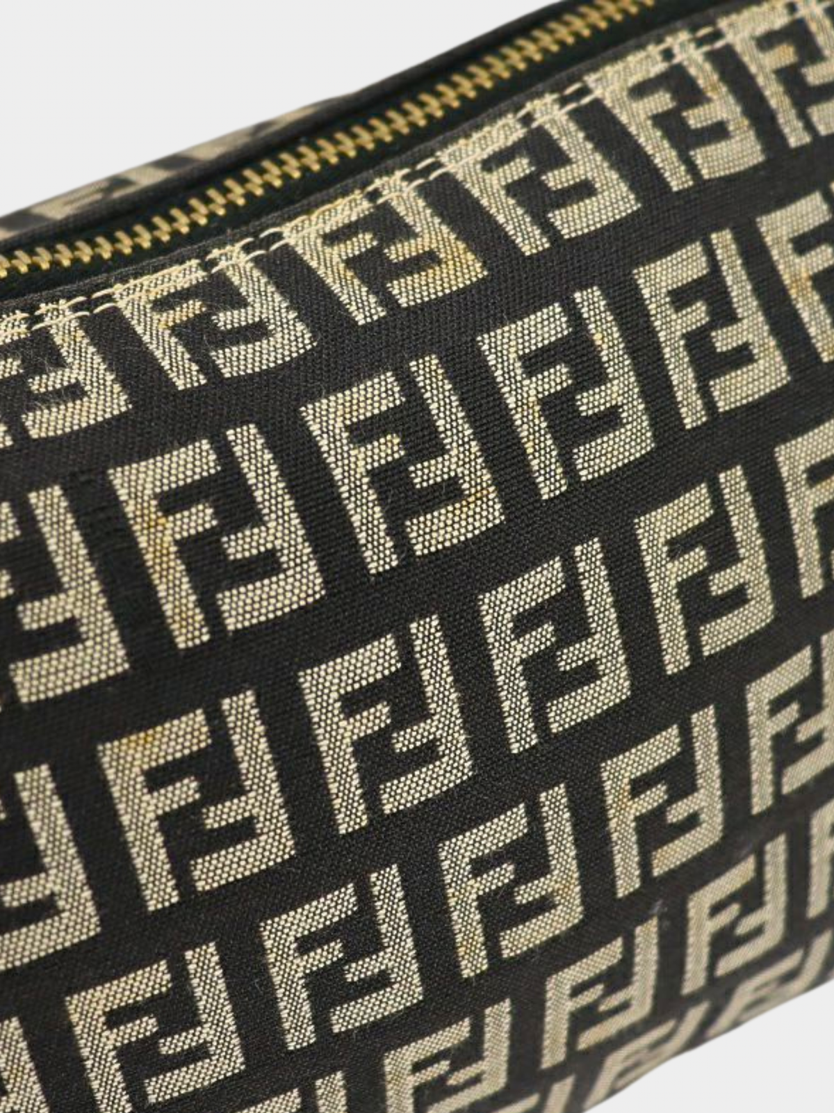 Fendi 2000s Black Beige Zucchino One-Shoulder Bag